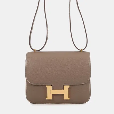 Pre-owned Hermes Constance3 Miroir Etoupe Epsom Size Mini In Sand