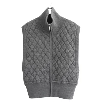 Pre-owned Hermes Hermès Contemporary Women's Grey Quilted Sleeveless Gilet Vest, Fr38 In Gray