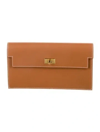 Pre-owned Hermes Continental Wallet In Brown