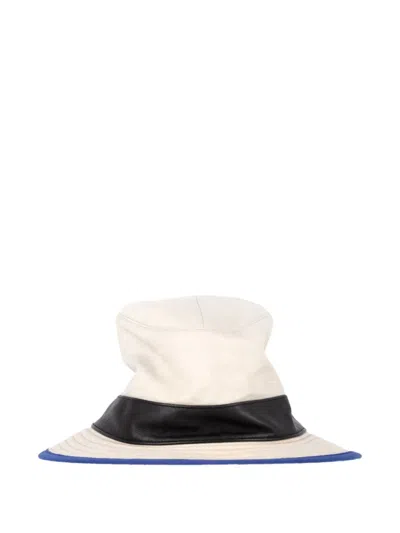 Pre-owned Hermes Contrast-trim Hat In White