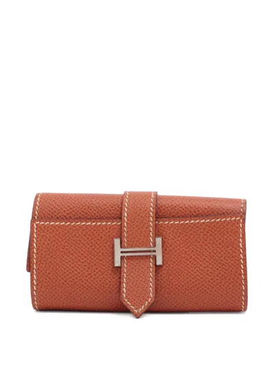 Pre-owned Hermes Contrastrast-stitching Key Chain In Brown