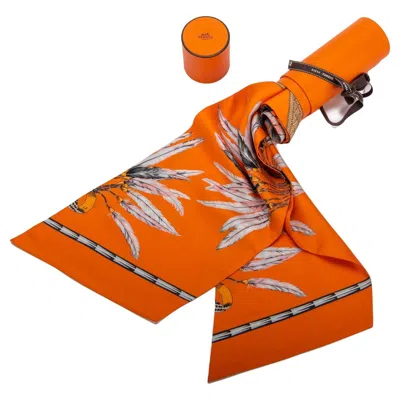 Pre-owned Hermes Coral Brazil Maxi Twilly Scarf Bn In Red