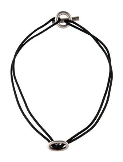 Pre-owned Hermes Cord Skipper Choker Necklace In Black