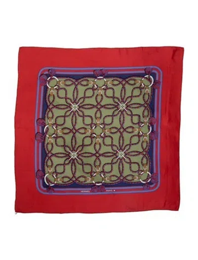Pre-owned Hermes Cordelieres Silk Scarf In Red
