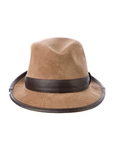 Pre-owned Hermes Corduroy Fedora Hat In Brown