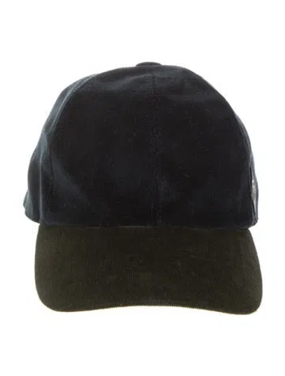 Pre-owned Hermes Corduroy Riley Duo Cap W/tags In Blue/green