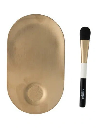 Pre-owned Hermes Cosmetic Palette & Applicator In Gold/metallic