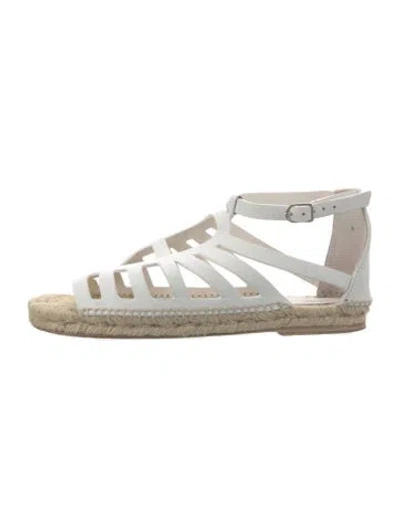 Pre-owned Hermes Costanza Leather Espadrilles In White
