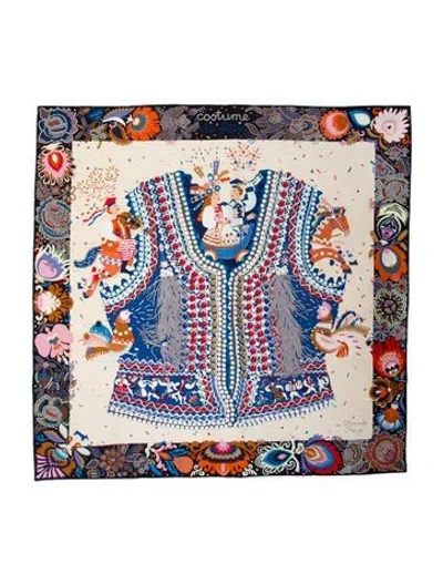 Pre-owned Hermes Costume De Fete Silk Scarf In Blue