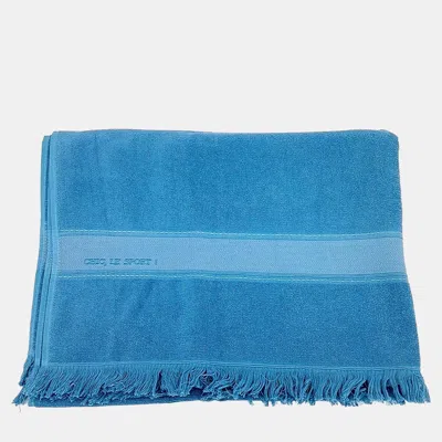Pre-owned Hermes Cotton Beach Towel In Blue