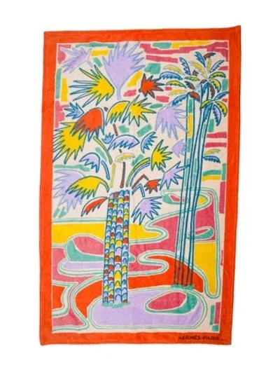 Pre-owned Hermes Cotton Beach Towel In Orange