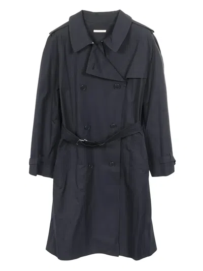 Pre-owned Hermes Cotton Belted Trench Coat In Blue