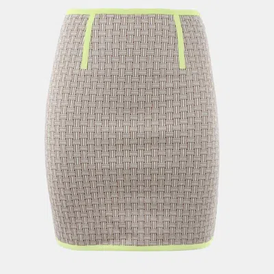 Pre-owned Hermes Hermès Cotton Brown/fluorescent Green Skirt 34
