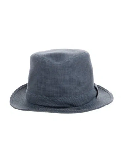 Pre-owned Hermes Cotton Fedora Hat In Blue