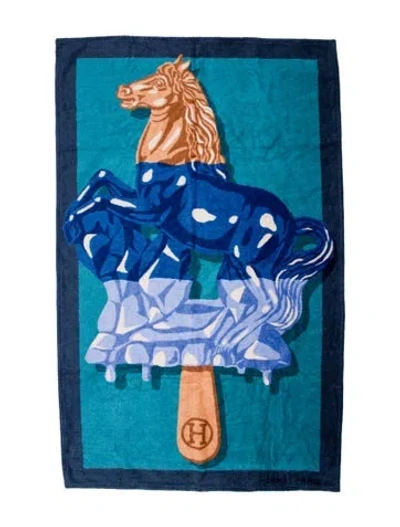 Pre-owned Hermes Cotton Horse Towel In Multi