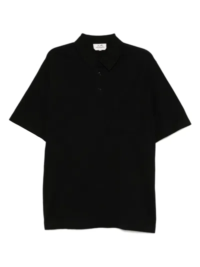 Pre-owned Hermes Cotton Polo Top In Black