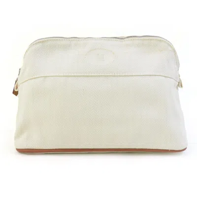 Pre-owned Hermes Cotton Pouch () In White