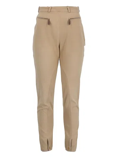 Pre-owned Hermes Cotton Trousers In Neutral
