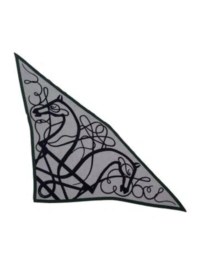 Pre-owned Hermes Coup De Fouet Chemise Giant Silk Triangle Scarf In Blue