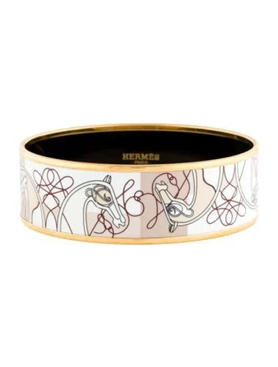 Pre-owned Hermes Coup De Fouet Wide Enamel Bangle Bracelet, 8"