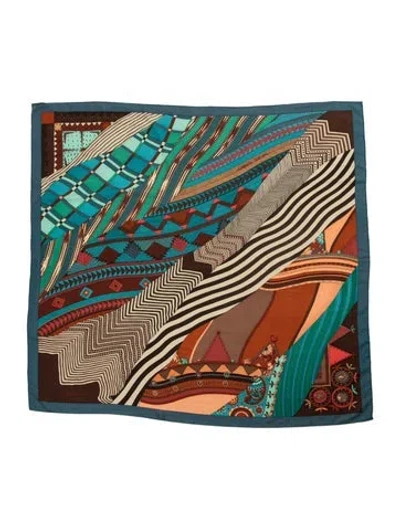 Pre-owned Hermes Coupons Indiens Cashmere Shawl In Blue