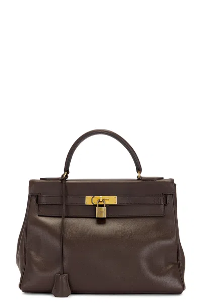 Pre-owned Hermes Courchevel Kelly 32 Handbag In Brown