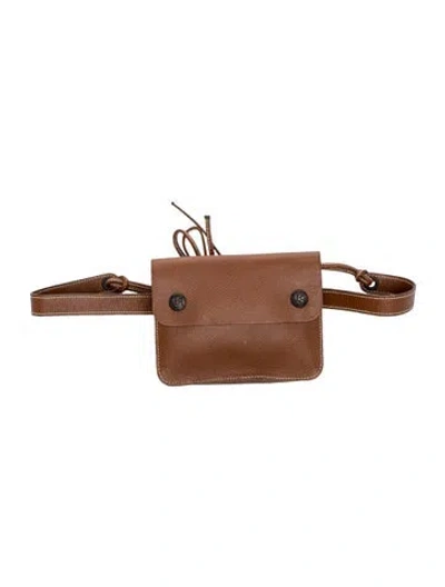 Pre-owned Hermes Courchevel Pochette Green In Brown