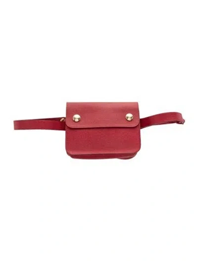 Pre-owned Hermes Courchevel Pochette Green Waist Bag In Red