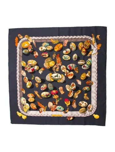 Pre-owned Hermes Couvee D'  Silk Scarf In Blue