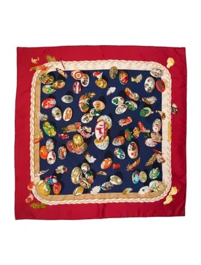 Pre-owned Hermes Couvée D'hermès Silk Scarf In Blue