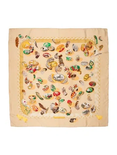 Pre-owned Hermes Couvée D'hermès Silk Scarf In Neutral