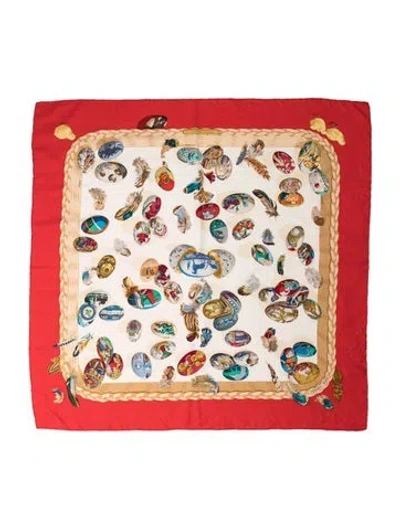 Pre-owned Hermes Couvée D'hermès Silk Scarf In Red