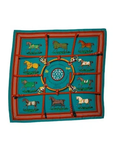 Pre-owned Hermes Couvertures Et Tenues De Jour Silk Scarf In Blue