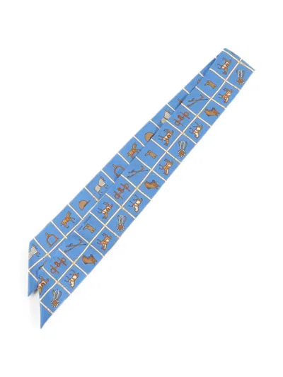 Pre-owned Hermes Couvertures Et Tenues De Jour Twilly Scarf In Blue