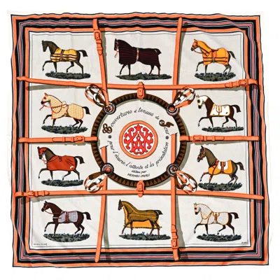 Pre-owned Hermes Hermès Couvertures Et Tunues De Jour Velvet Trompe L'oeil Throw Blanket, France In Sand