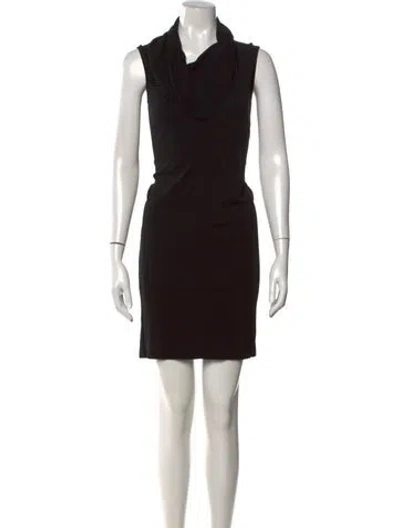Pre-owned Hermes Cowl Neck Mini Dress In Black