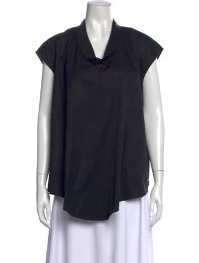 Pre-owned Hermes Cowl Neck Short Sleeve Top In Black