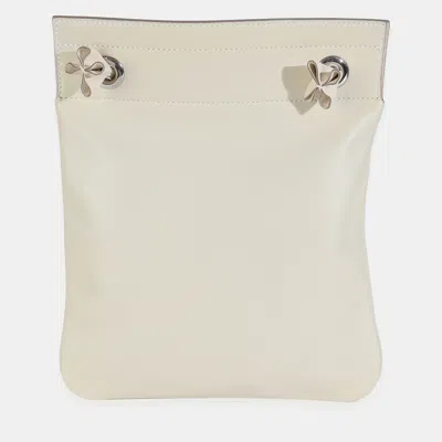 Pre-owned Hermes Craie Milo Lambskin Swift Mini Aline In White