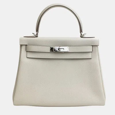 Pre-owned Hermes Craie Togo Kelly 28 Handbag In Beige