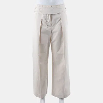 Pre-owned Hermes Hermès Cream Cotton Pants Size S In White