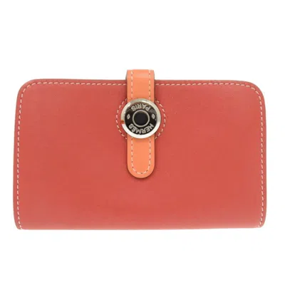 Pre-owned Hermes Crevette Sanguine Swift Leather Coin Purse/coin Case () In Crevette, Sanguine
