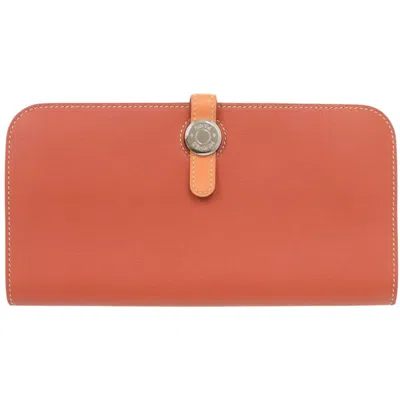 Pre-owned Hermes Crevette Sanguine Swift Leather Long Wallet (bi-fold) ()