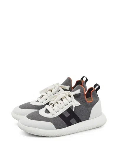 Pre-owned Hermes Crew Lace-up Sneakers In Grey