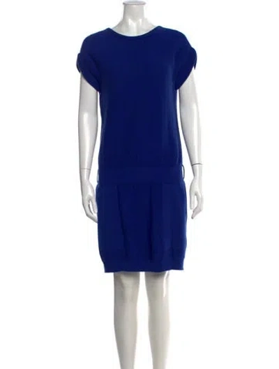 Pre-owned Hermes Crew Neck Knee-length Dress In Blue
