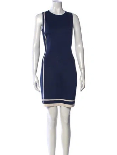 Pre-owned Hermes Crew Neck Knee-length Dress In Blue