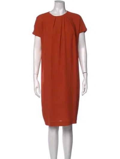 Pre-owned Hermes Crew Neck Knee-length Dress In Orange