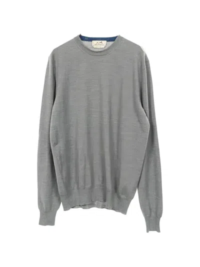 Pre-owned Hermes Crew-neck Knit Top In Gray