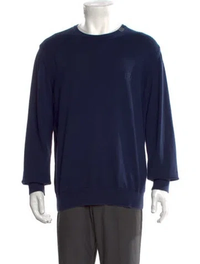 Pre-owned Hermes Crew Neck Long Sleeve Pullover In Blue