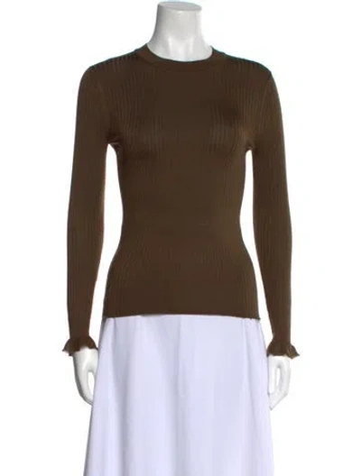 Pre-owned Hermes Crew Neck Long Sleeve Top In Brown