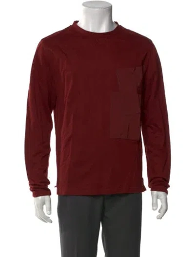 Pre-owned Hermes Crew Neck Long Sleeve T-shirt In Burgundy